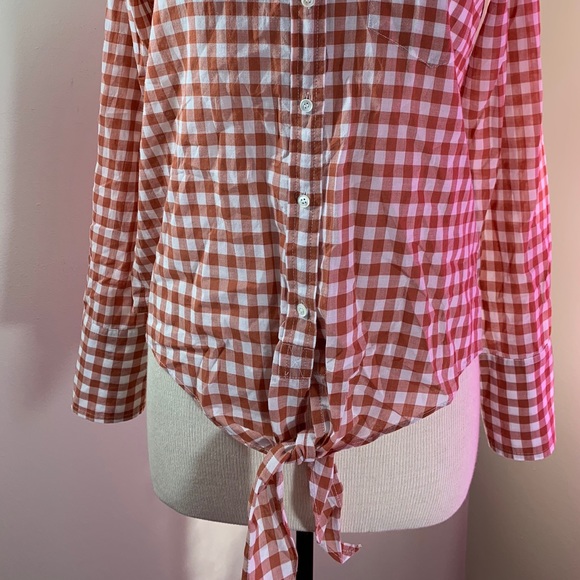 J. Crew Women's Sz 4 Tie Waist Button Down plaid Cotton shirt - Picture 7 of 8
